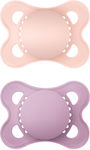 Mam Orthodontic Pacifiers Silicone Colours of Nature Pink - Purple for 2-6 months 2pcs