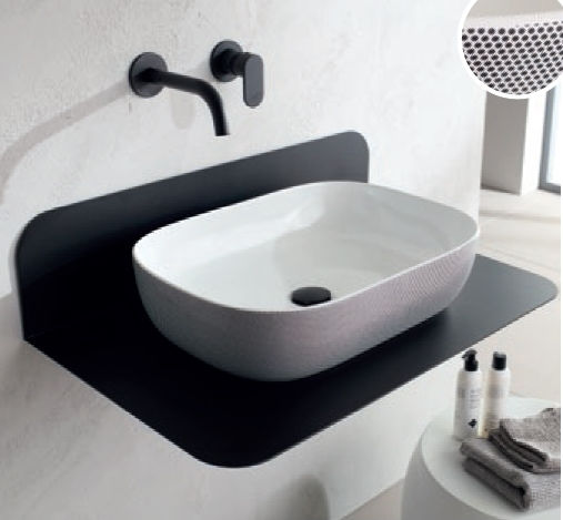 Scarabeo Glam Επικαθήμενος Νιπτήρας Πορσελάνης 56x39x14cm Sern Pois Black Matt
