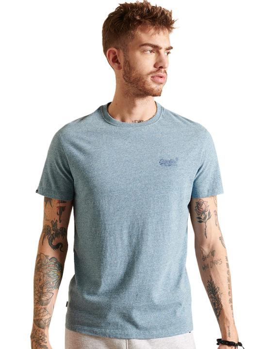 Superdry Ανδρικό T-shirt Γαλάζιο Μονόχρωμο