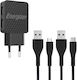 Energizer Ladegerät mit 2 USB-A Anschlüsse und Kabel USB-C Schwarzs (AC2BEULCMM)