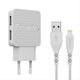 Energizer Φορτιστής με 2 Θύρες USB-A και Καλώδιο Lightning Λευκός (AC2CEULLIM)