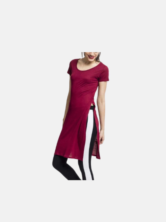 Urban Classics Women's Blouse Dress Short Sleeve Burgundy
