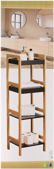 Eurocasa Floor Bathroom Shelf Bamboo with 4 Shelves 34x33x110cm Brown