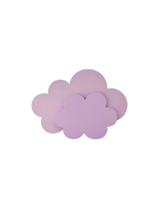 Kids Wall Light Led Wooden Cloud Ροζ