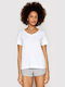 4F Damen Sportlich T-shirt mit V-Ausschnitt Weiß