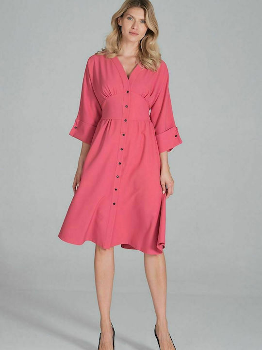 Figl Midi Rochie cu cămașă Rochie Fuchsia