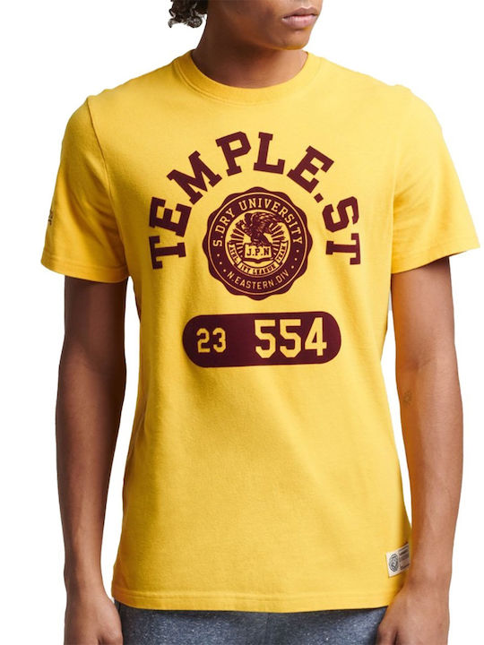 Superdry Ανδρικό T-shirt Κίτρινο με Στάμπα