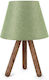 Megapap Lander Holz Tischlampe für Fassung E27 mit Grün Schirm und Braun Basis