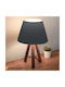 Megapap Lander Wood Table Lamp for Socket E27 with Black Shade and Brown Base