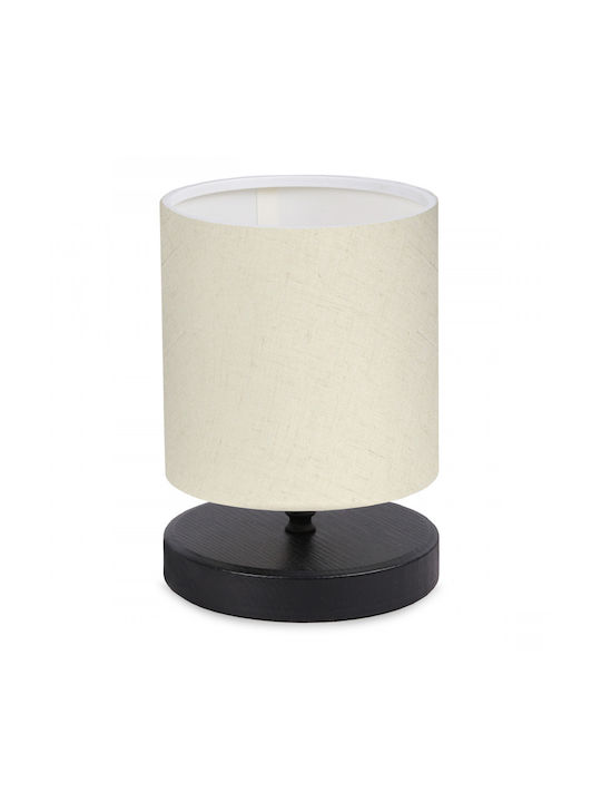 Megapap Hassard Metall Tischlampe für Fassung E14 mit Beige Schirm und Schwarz Basis Creme