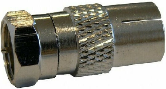 Μετατροπέας F-Connector male σε Coaxial female Ασημί 1τμχ HLB3024