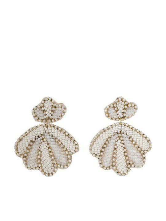 Ble Resort Collection Σκουλαρίκια Κρεμαστά Μπεζ