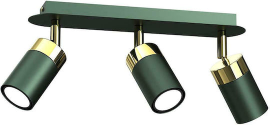 Eko Light Joker Τριπλό Σποτ με Ντουί GU10 σε Πράσινο Χρώμα