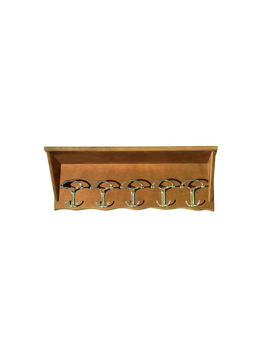 Biotrap Antique Wall Hanger Wooden 10 Hooks Brown 72x20cm