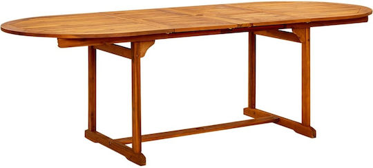 Masă Exterior Din Salcâm Extensibil Natural 160(+80)x100x75cm