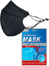 Rusbek Disposable Protective Mask FFP2 NR 5-Layers Black 20x2pcs