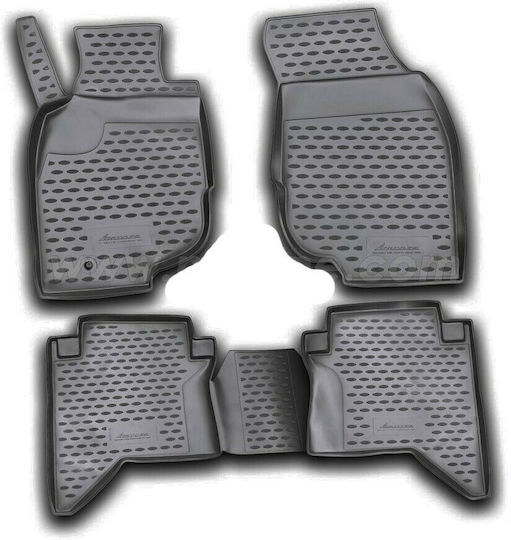 Novline Set of Front and Rear Mats 4pcs Tray Type for Toyota Hilux 2008+ Black
