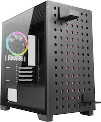 Azza Elise Jocuri Turnul Midi Cutie de calculator cu fereastră laterală și iluminare RGB Negru