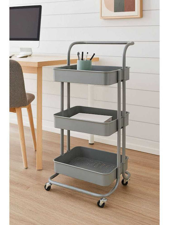Ankor Metal Kitchen Trolley 3 Tiers Gray 43x36x...