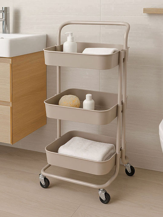 Ankor Metal Kitchen Trolley 3 Tiers Beige 43x36x86cm