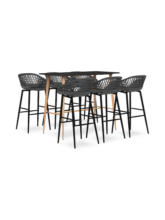 vidaXL Outdoor Bar Set 7 Pieces Black