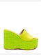 Sante Women's Fabric Platform Wedge Sandals Lime