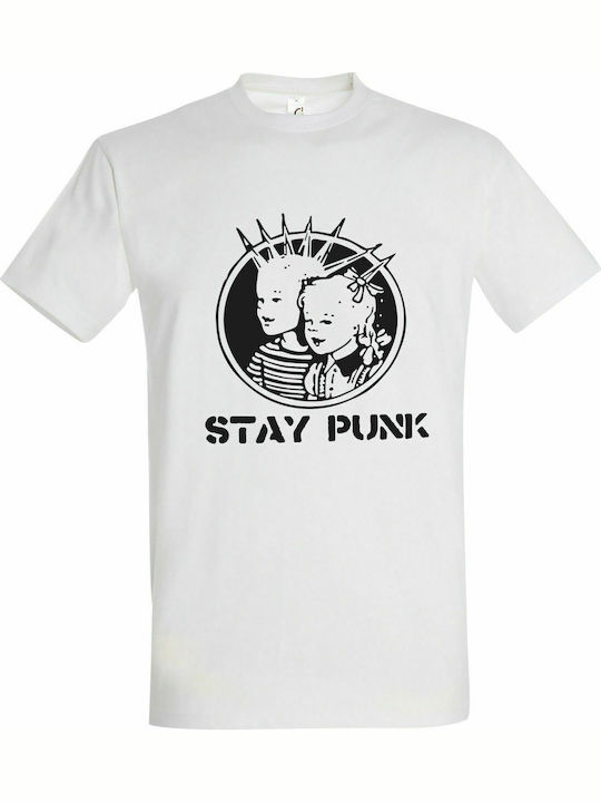 Stay Punk T-shirt Λευκό Βαμβακερό