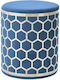 Stool For Living Room Upholstered with Velvet Blue / Silver 36x36x43cm