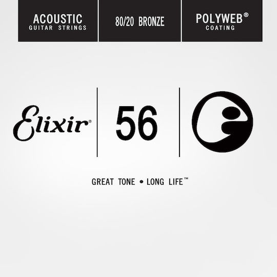 Elixir Polyweb Einzel Akustikgitarrensaiten 80/20 Bronze 56 Zoll