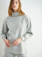 SugarFree Women's Blouse Cotton Long Sleeve Turtleneck Gray