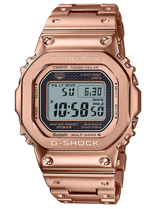 Casio G-Shock Full Metal Дигитален Мъжки Часовник 49.3mm Хронограф Слънчев с Розово Злато Метална Гривна