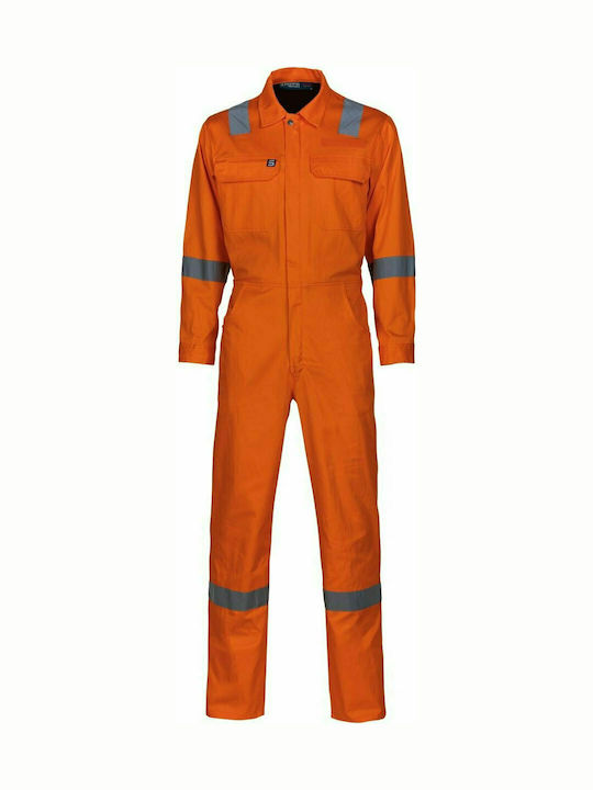 STOP Work Coverall Full Body with Reflective Tapes Orange