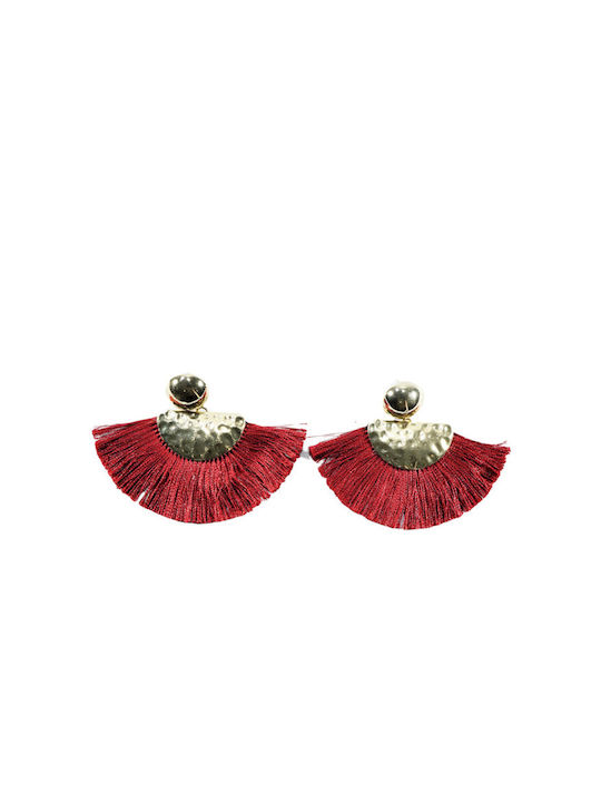 WOMEN'S EARRINGS WITH FAN DESIGN RED