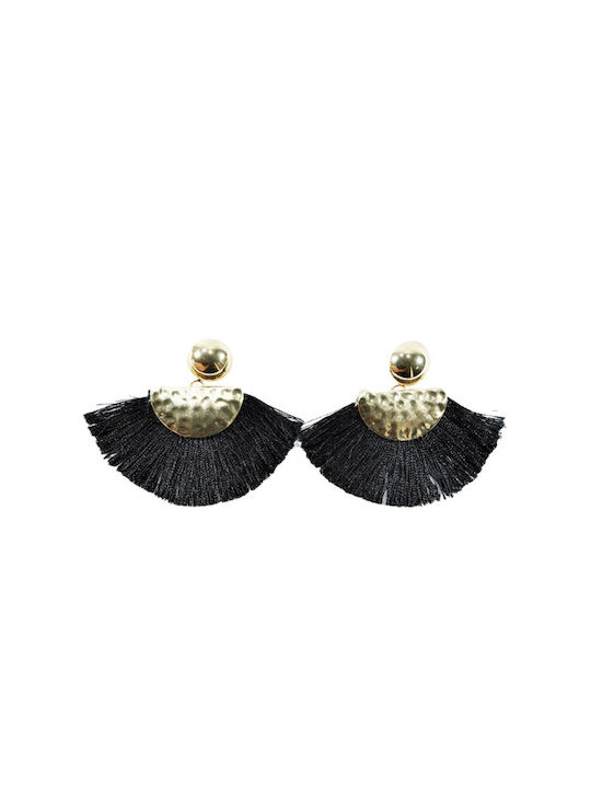 WOMEN'S EARRINGS WITH FAN DESIGN BLACK