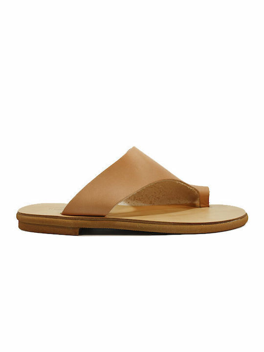 Women's leather sandals in natural color