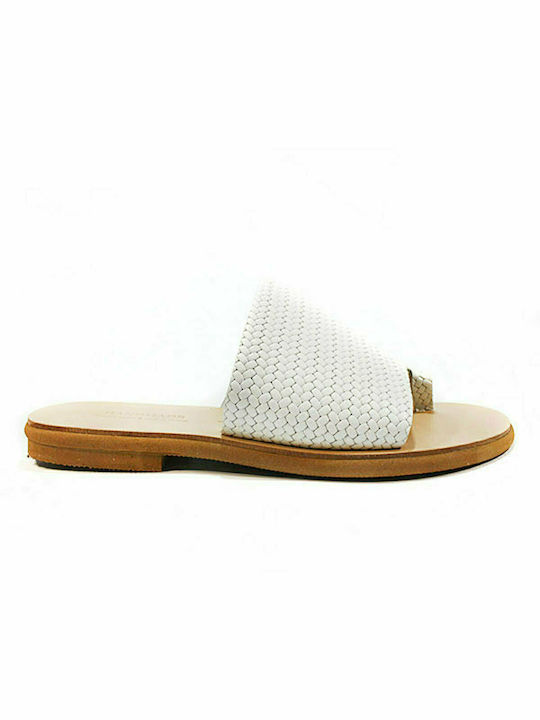 Women's leather sandals in white color