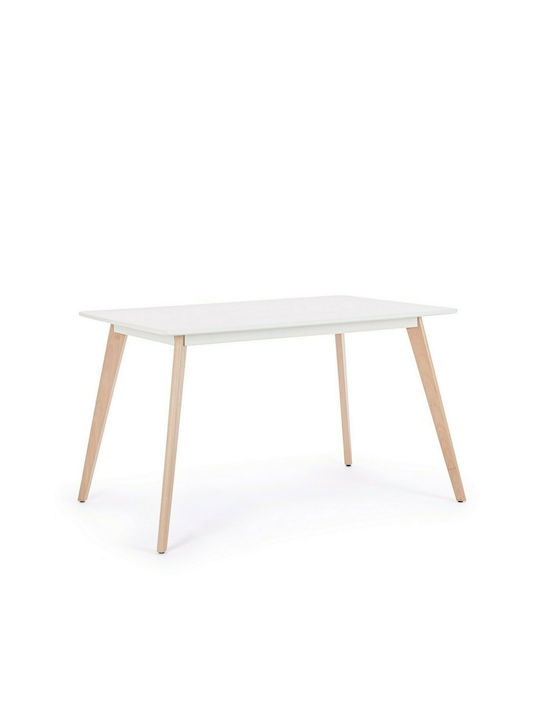 Michelangelo Table Kitchen Wooden White / Natural 120x80x74cm