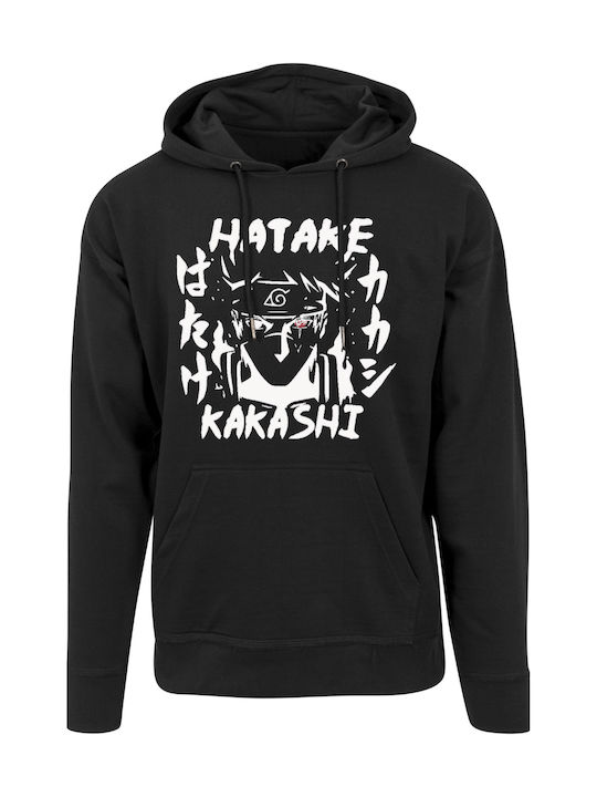 Hatake Kakashi Naruto Anime in schwarzem Hoodie mit Taschen von Pegasus