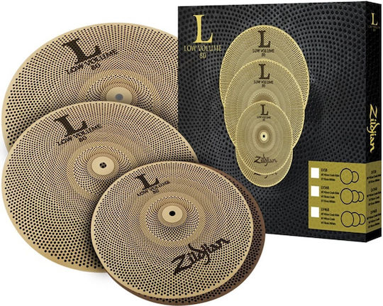 Zildjian Cymbals' Set L80 Series LV468 Low Volume Box Set (14" Hi-Hat, 16" Crash, 18" Crash/Ride)