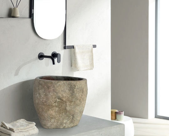 Fossil Bucket Riverstone Επικαθήμενος Νιπτήρας Πέτρινος 40x40cm Καφέ Fossil Bucket Riverstone Επικαθήμενος Νιπτήρας Πέτρινος 40x40cm Καφέ