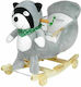 Kidsee Fabric Rocking Toy Raccoon with Sounds & Wheels with Max Load Capacity 30kg Gray