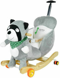 Kidsee Fabric Rocking Toy Raccoon with Wheels with Max Load Capacity 30kg Gray