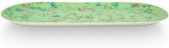 PiP Studio Jolie Flowers Porzellan Rechteckig Serviertablett in Grün Farbe 33.3x15.5cm 51.018.121 1Stück