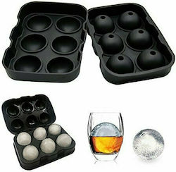 Plastic Ice Cube Tray Sphere 6 Slots Black SLKIT0180