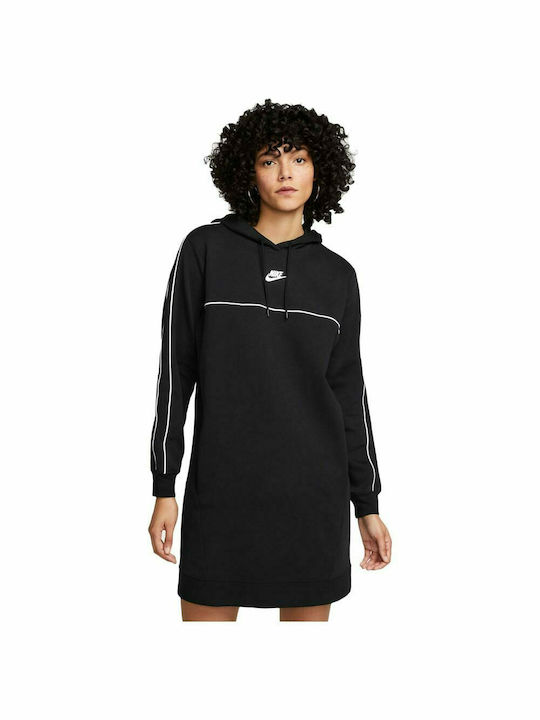Nike Mini Φόρεμα με Κουκούλα Μαύρο