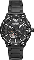 Emporio Armani Meccanico Automatic Chronograph Watch with Metal Bracelet Black