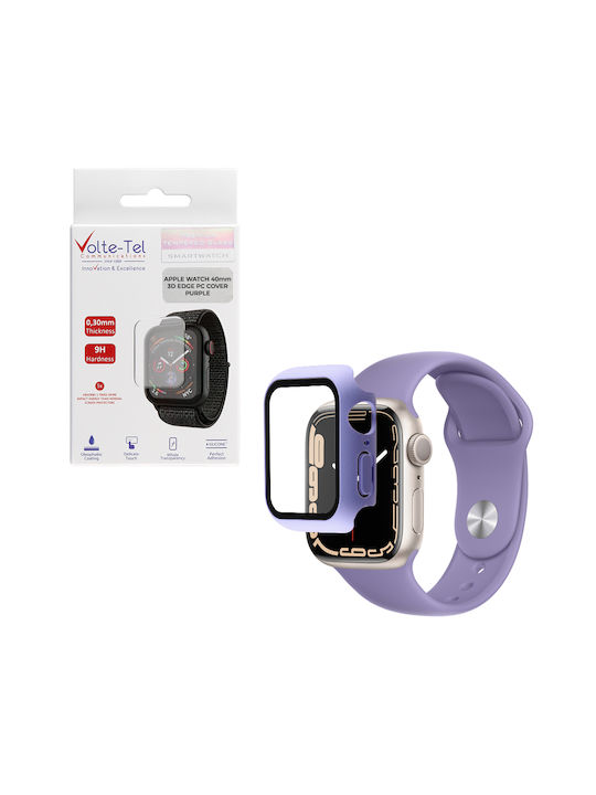 Volte-Tel Edge Cover with Key Carcasă de Plastic cu Sticlă în culoarea Violet pentru Apple Watch 40mm