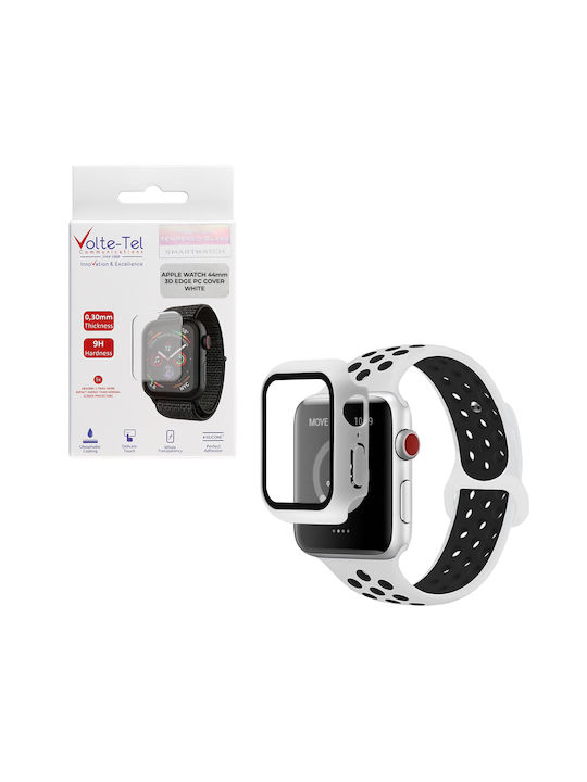 Volte-Tel Edge Cover with Key Πλαστική Θήκη με Τζαμάκι σε Λευκό χρώμα για το Apple Watch 44mm