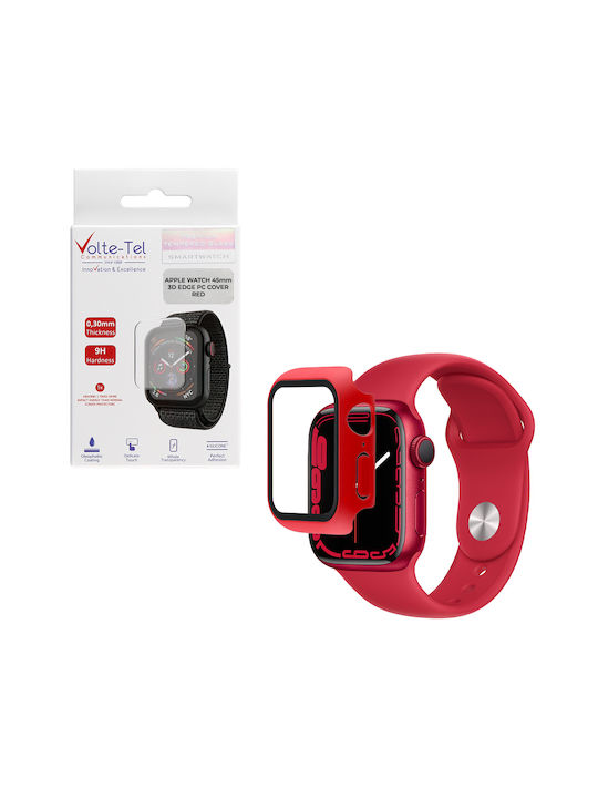 Volte-Tel Edge Cover with Key Plastikhülle mit Glas in Rot Farbe für Apple Watch 45mm