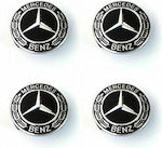 Wheel Center Caps Mercedes Benz with 75mm Internal Diameter Black/Chrome 4pcs